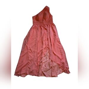 Womens One-Shoulder Coral Pink Dress *No Size See Measurements*